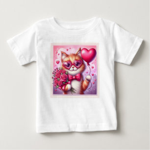 T-shirt Pour Bébé Cute Valentine's day cat/chaton