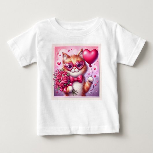 T-shirt Pour Bébé Cute Valentine's day cat/chaton (Devant)