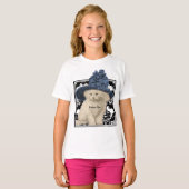 T-shirt Pour Bébé Cute Vintage Chat Bleu Casquette de mode Diva T-sh (Devant entier)