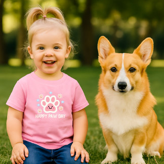 T-shirt Pour Bébé cute watercolor Happy paw day