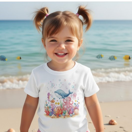 T-shirt Pour Bébé Cute Whale Octopus Under the Sea