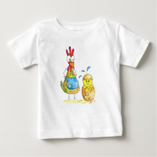 T-shirt Pour Bébé Cute Whimsical Mama poulet avec bébé
