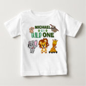 T-shirt Pour Bébé Cute Wild One Jungle Safari Animaux premier annive (Devant)