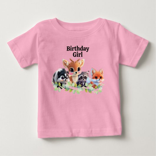 T-shirt Pour Bébé Cute Woodland amis renard skunk raccoon cerf (Devant)