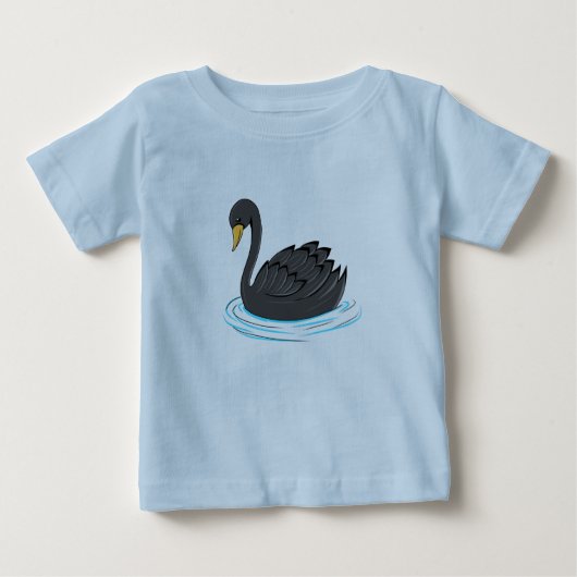 T-shirt Pour Bébé Cygne noir (Devant)
