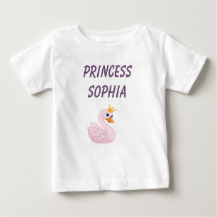 T-shirt Pour Bébé Cygne princesse rose sur le nom blanc
