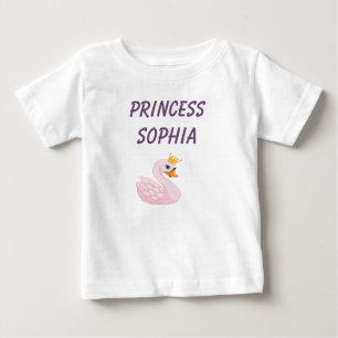 T-shirt Pour Bébé Cygne princesse rose sur nom blanc