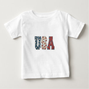 T-shirt Pour Bébé Daisy Flower USA Drapeau 4 juillet Patriotique