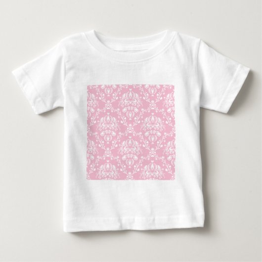 T-shirt Pour Bébé Damas rose et blanc (Devant)