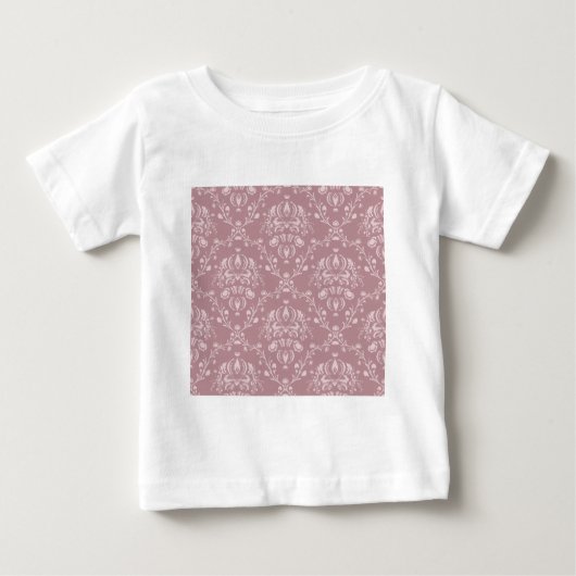 T-shirt Pour Bébé Damas violet et blanc (Devant)