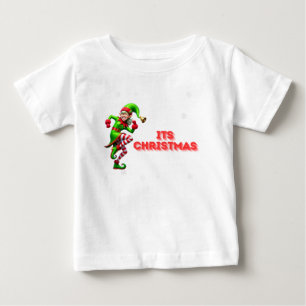 T-shirt Pour Bébé Danser Joyeux Elfe avec son design de Noël