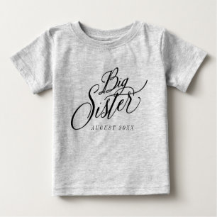 T-shirt Pour Bébé Date d'échéance personnalisée de la grande soeur
