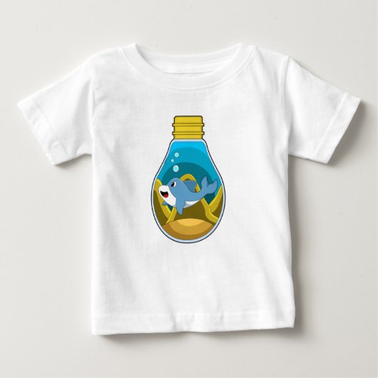 T-shirt Pour Bébé Dauphin à la natation dans l'aquarium (Devant)