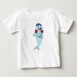 T-shirt Pour Bébé Dauphin à l'écoute de la musique