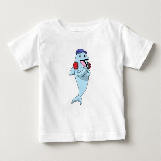 T-shirt Pour Bébé Dauphin à l'écoute de la musique (Devant)
