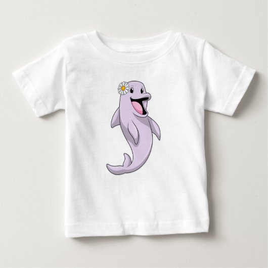 T-shirt Pour Bébé Dauphin avec fleur marguerite (Devant)