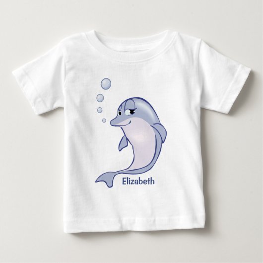 T-shirt Pour Bébé Dauphin Bleu Cute À Personnaliser (Devant)