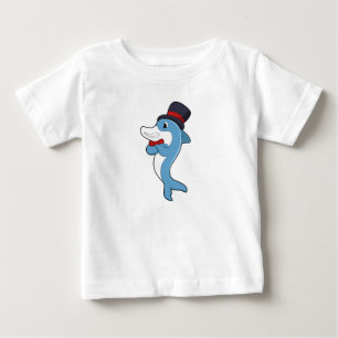 T-shirt Pour Bébé Dauphin en gentleman avec chapeau