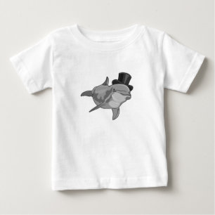 T-shirt Pour Bébé Dauphin en gentleman avec chapeau haut-de-forme
