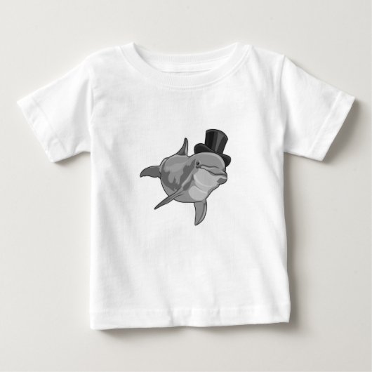T-shirt Pour Bébé Dauphin en gentleman avec chapeau haut-de-forme (Devant)