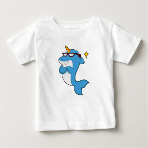 T-shirt Pour Bébé Dauphin en licorne avec lunettes.PNG