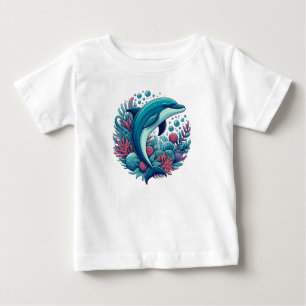 T-shirt Pour Bébé Dauphin marin/côtier mignon