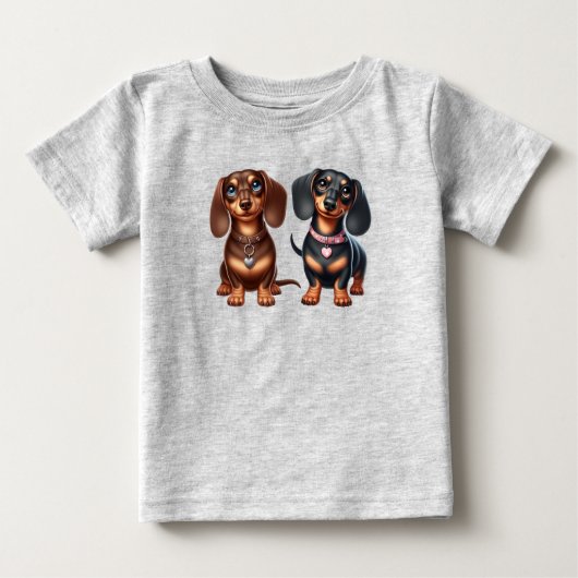 T-shirt Pour Bébé De mignons amis dachshund (Devant)