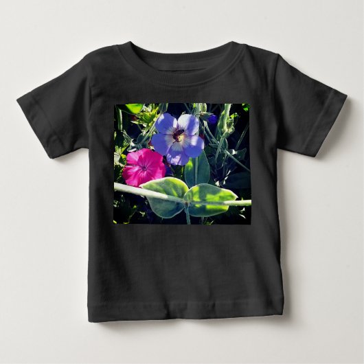 T-shirt Pour Bébé Déchets sur une fleur bleue (Devant)