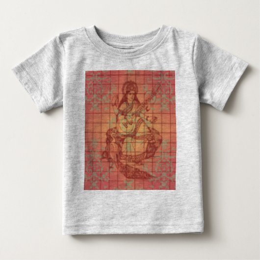 T-shirt Pour Bébé déesse hindoue rouge Saraswati Sagesse Inde (Devant)