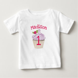 T-shirt Pour Bébé Délicieux Cupcake rose sur le Top Anniversaire