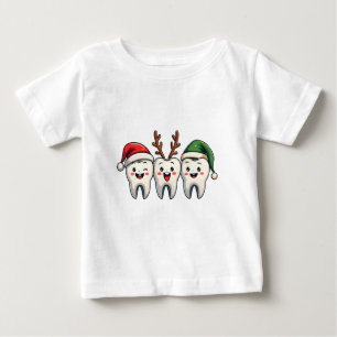 T-shirt Pour Bébé Dentiste Noël Dental Père Noël Floss Xmas Tree