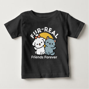 T-shirt Pour Bébé Des amis vrais pour toujours   Cute Cat & Chien Du