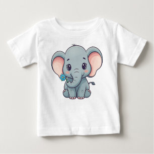 T-shirt Pour Bébé Design d'éléphant de bébé caricaturé mignon