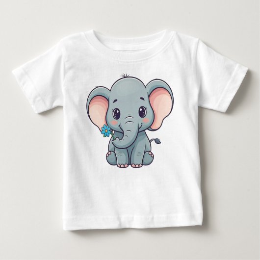 T-shirt Pour Bébé Design d'éléphant de bébé caricaturé mignon (Devant)