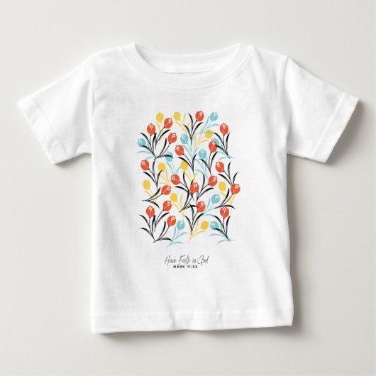 T-shirt Pour Bébé Design floral Motif de Tulipe en blanc (Devant)