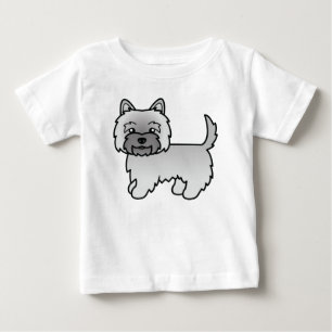 T-shirt Pour Bébé Dessin animé adorable de chien Terrier Cairn Gris