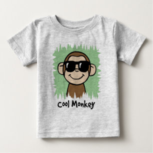 T-shirt Pour Bébé Dessin animé clip art singe cool avec des lunettes