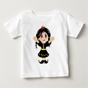 T-shirt Pour Bébé Dessin animé de petite fille mignonne et heureuse