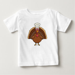 T-shirt Pour Bébé Dessin animé dinde de chef Thanksgiving