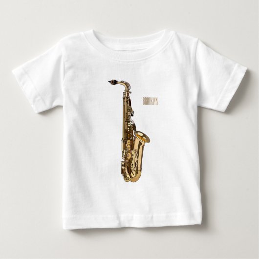 T-shirt Pour Bébé dessin animé saxophone (Devant)