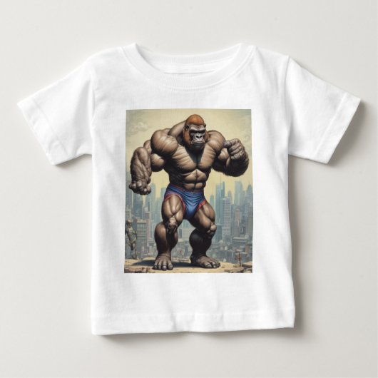 T-shirt Pour Bébé Dessin d'art pop de Gorilla Bodybuilder (Devant)