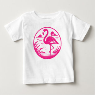 T-shirt Pour Bébé Dessin de cercle d'été flamant rose-68730