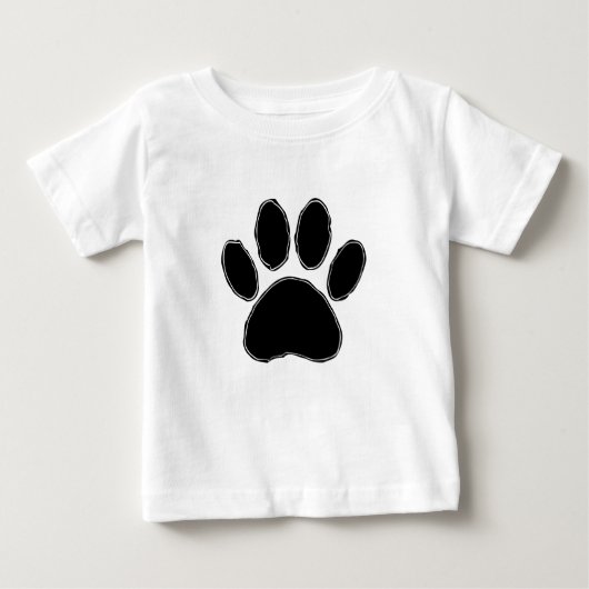 T-shirt Pour Bébé Dessin Paw Chien En Noir (Devant)