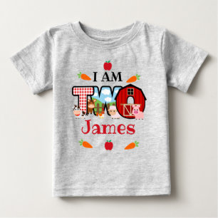 T-shirt Pour Bébé DEUX Animal de la ferme d'anniversaire Fête d'an