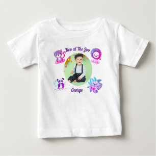 T-shirt Pour Bébé Deux au Zoo Animaux de la Jungle Safari Anniversai