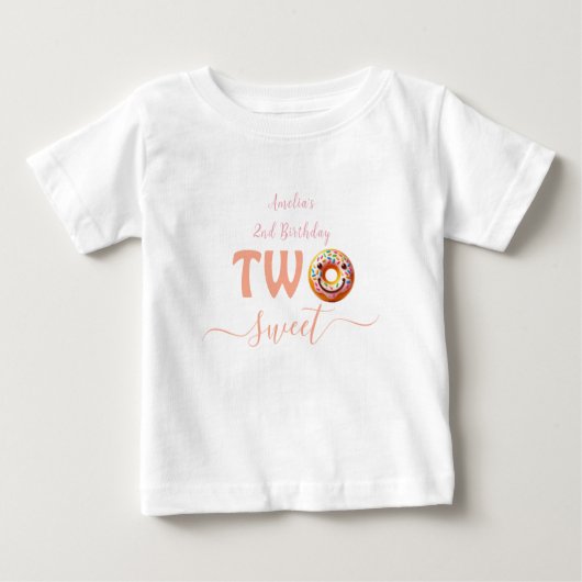 T-shirt Pour Bébé Deux beignets sucrés 2e fête d'anniversaire (Devant)