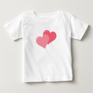 T-shirt Pour Bébé Deux Coeurs roses