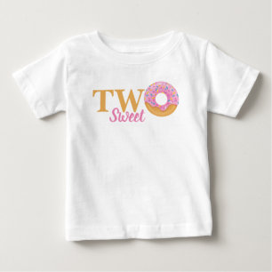 T-shirt Pour Bébé Deux Douce! Donut glacé au coton de sucre 2ème ann