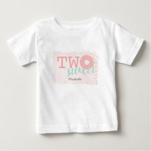 T-shirt Pour Bébé Deux Douce Gâteau Rose Fille 2ème Anniversaire