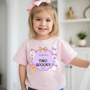T-shirt Pour Bébé Deux Éffrayants Fantôme Halloween Anniversaire